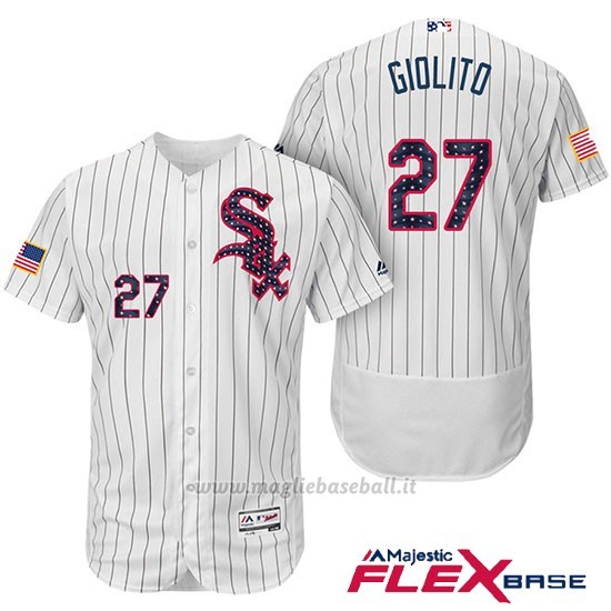 Maglia Baseball Uomo Chicago White Sox 2017 Estrellas Y Rayas 27 Lucas Giolito Bianco Flex Base